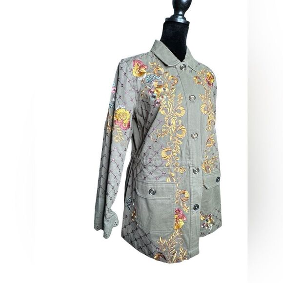 LOGO Button Down Floral Embroidered Shirt XXS - Picture 4 of 8